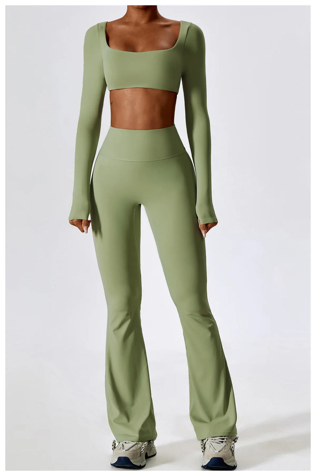 Veyra Active™ SculptFlex 2-Piece Yoga Set | Long Sleeve Crop Top & High-Waist Seamless Leggings
