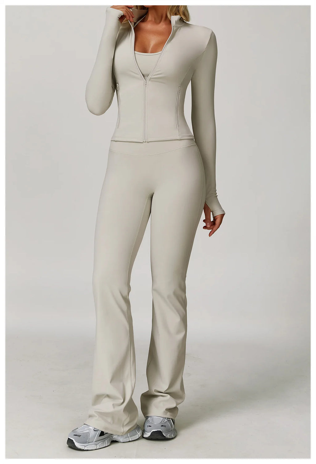 Veyra Active™ Infinite 3-Piece Yoga Set | Long Sleeve Top, Sports Bra & High-Waisted Leggings