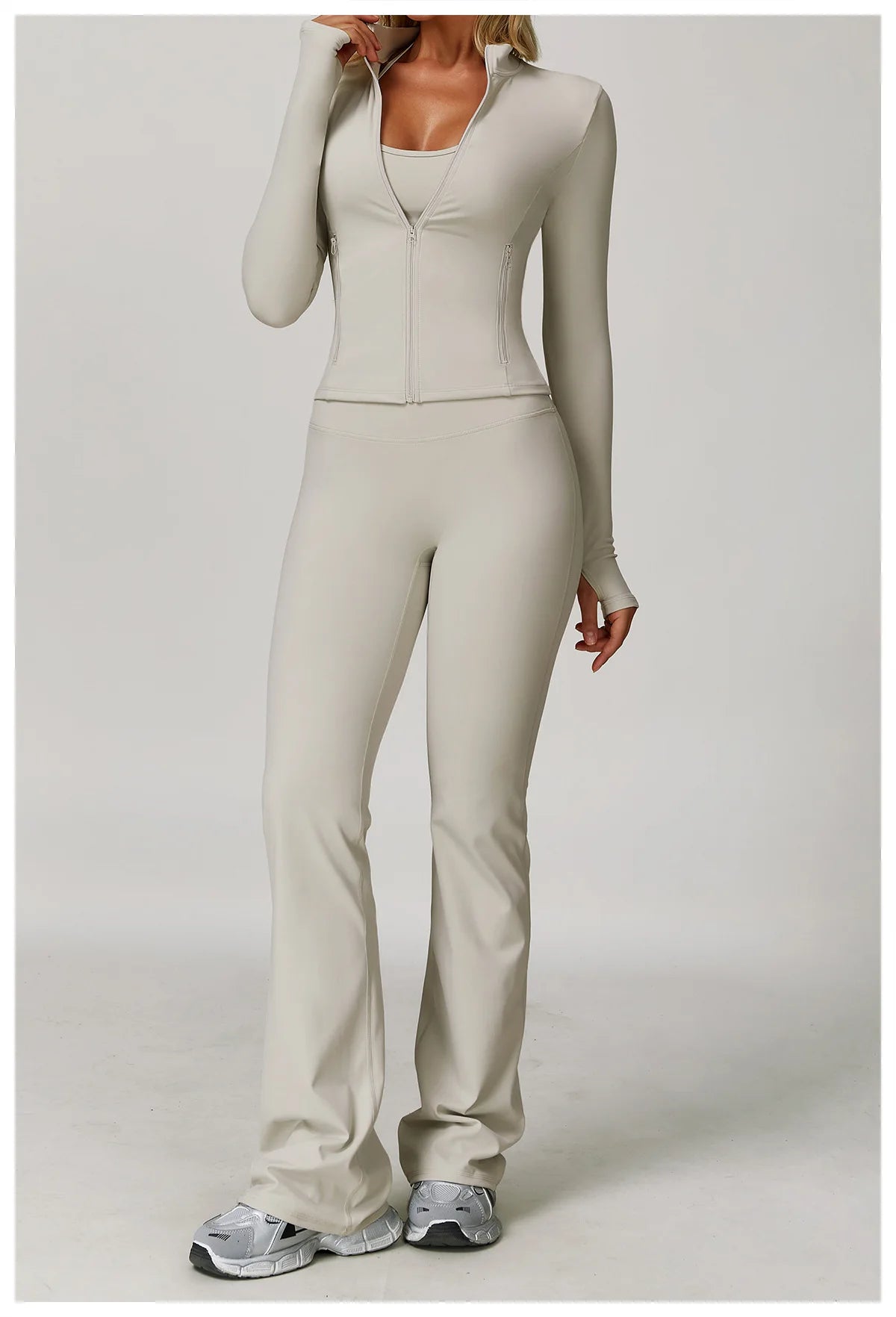 Veyra Active™ Infinite 3-Piece Yoga Set | Long Sleeve Top, Sports Bra & High-Waisted Leggings