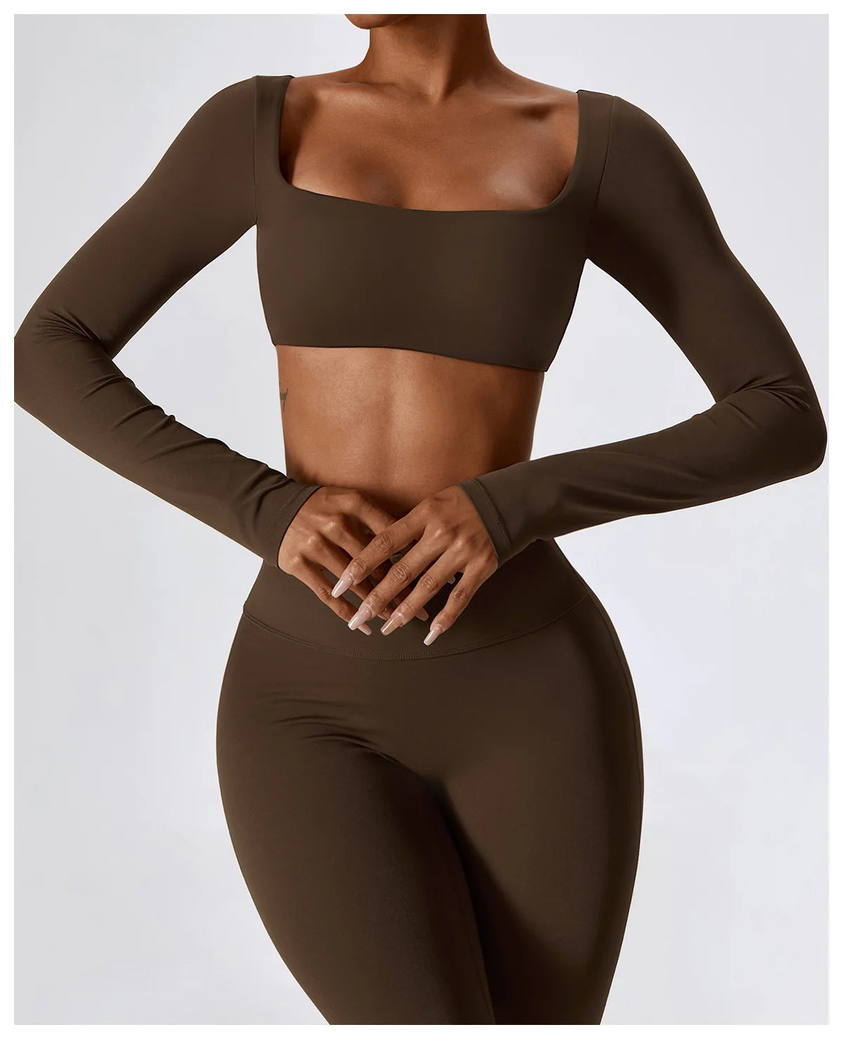 Veyra Active™ SculptFlex 2-Piece Yoga Set | Long Sleeve Crop Top & High-Waist Seamless Leggings