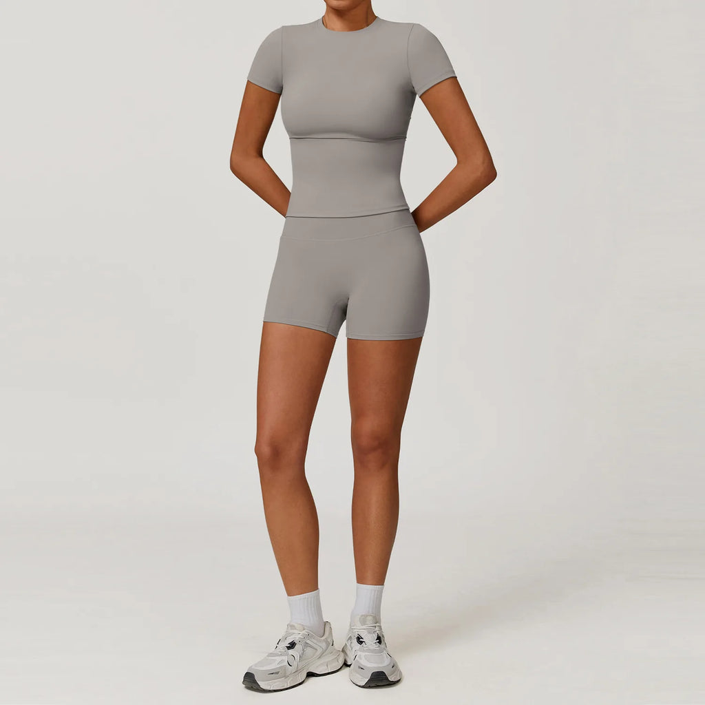 Veyra Active™ Women's SculptFlex 2-Piece Yoga Set | Long Sleeve Top, High-Waist Leggings & Shorts