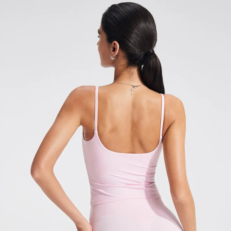Veyra Active™ Sculpt Square-Neck Tank Top | Built-In Bra Yoga Vest & Workout Crop Top