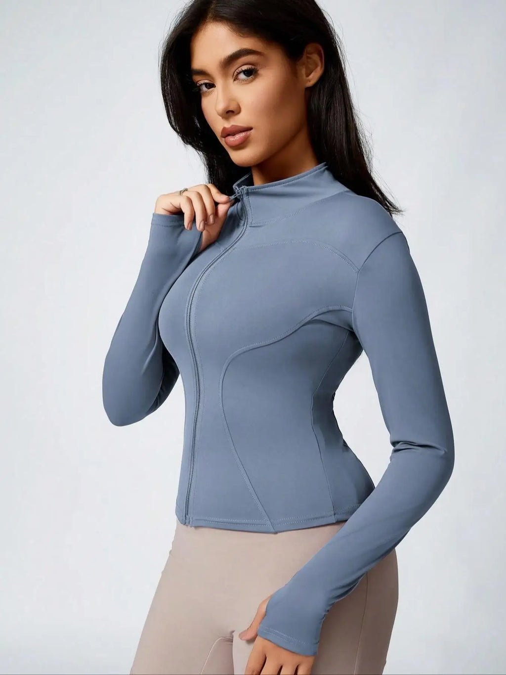Veyra Active™ Hourglass Full-Zip Jacket | Slim-Fit Track Jacket & Workout Top with Thumbholes