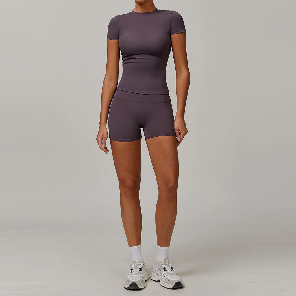 Veyra Active™ Women's SculptFlex 2-Piece Yoga Set | Long Sleeve Top, High-Waist Leggings & Shorts