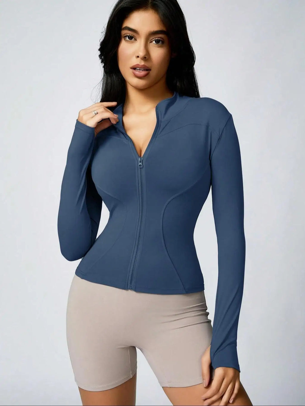 Veyra Active™ Hourglass Full-Zip Jacket | Slim-Fit Track Jacket & Workout Top with Thumbholes