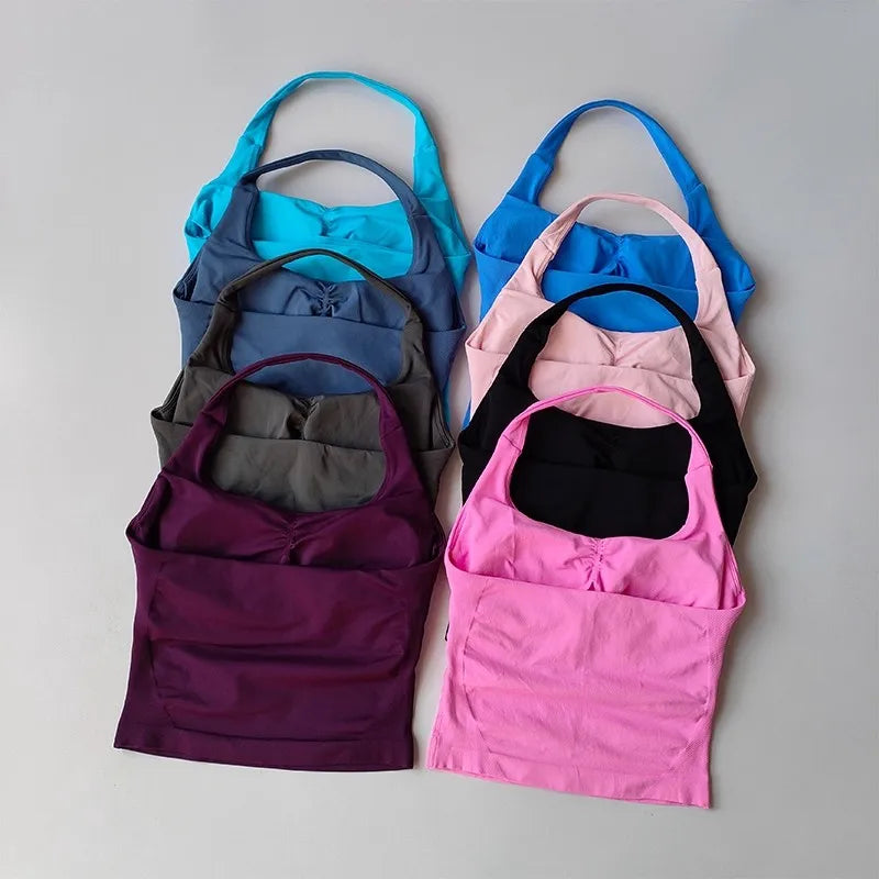 Veyra Active™ Autumn Halter Yoga Vest | High-Strength Shockproof Running Sports Bra & Top