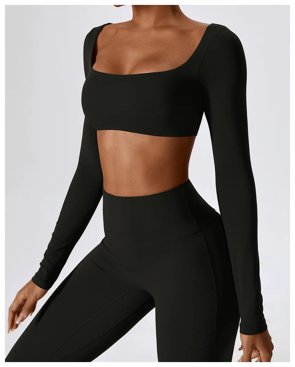 Veyra Active™ SculptFlex 2-Piece Yoga Set | Long Sleeve Crop Top & High-Waist Seamless Leggings