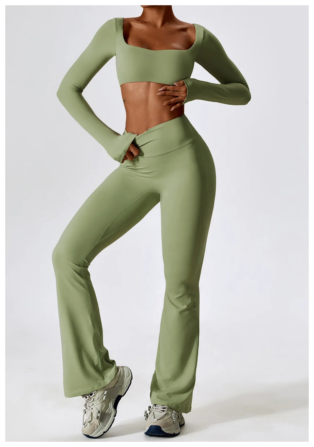 Veyra Active™ SculptFlex 2-Piece Yoga Set | Long Sleeve Crop Top & High-Waist Seamless Leggings