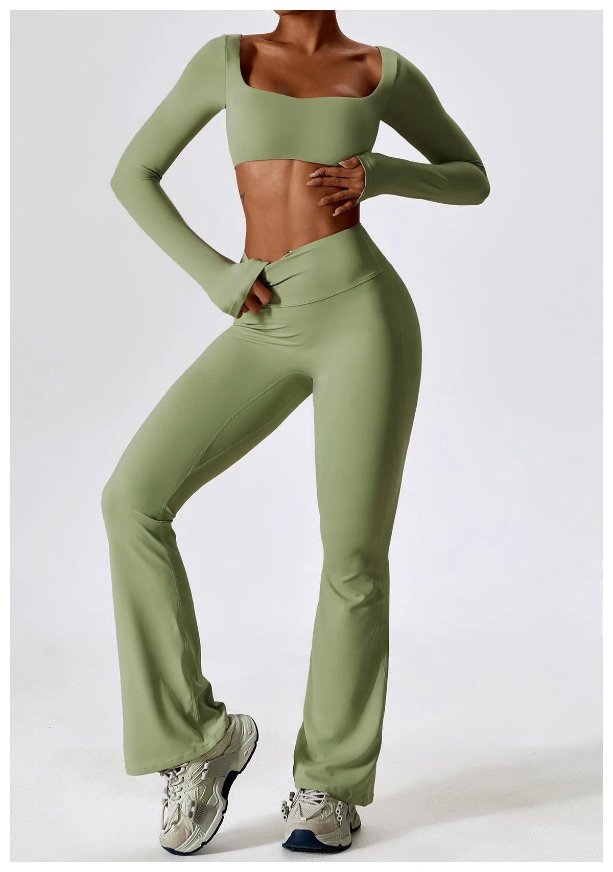 Veyra Active™ SculptFlex 2-Piece Yoga Set | Long Sleeve Crop Top & High-Waist Seamless Leggings