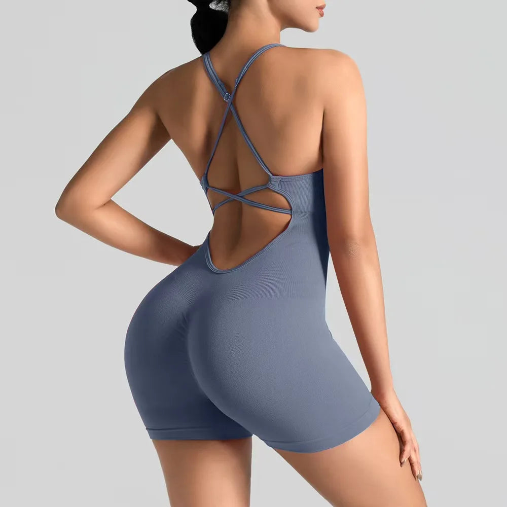 Veyra Active™ Women's Hourglass Seamless Bodysuit | Sexy Slim-Fit Yoga Shorts Jumpsuit