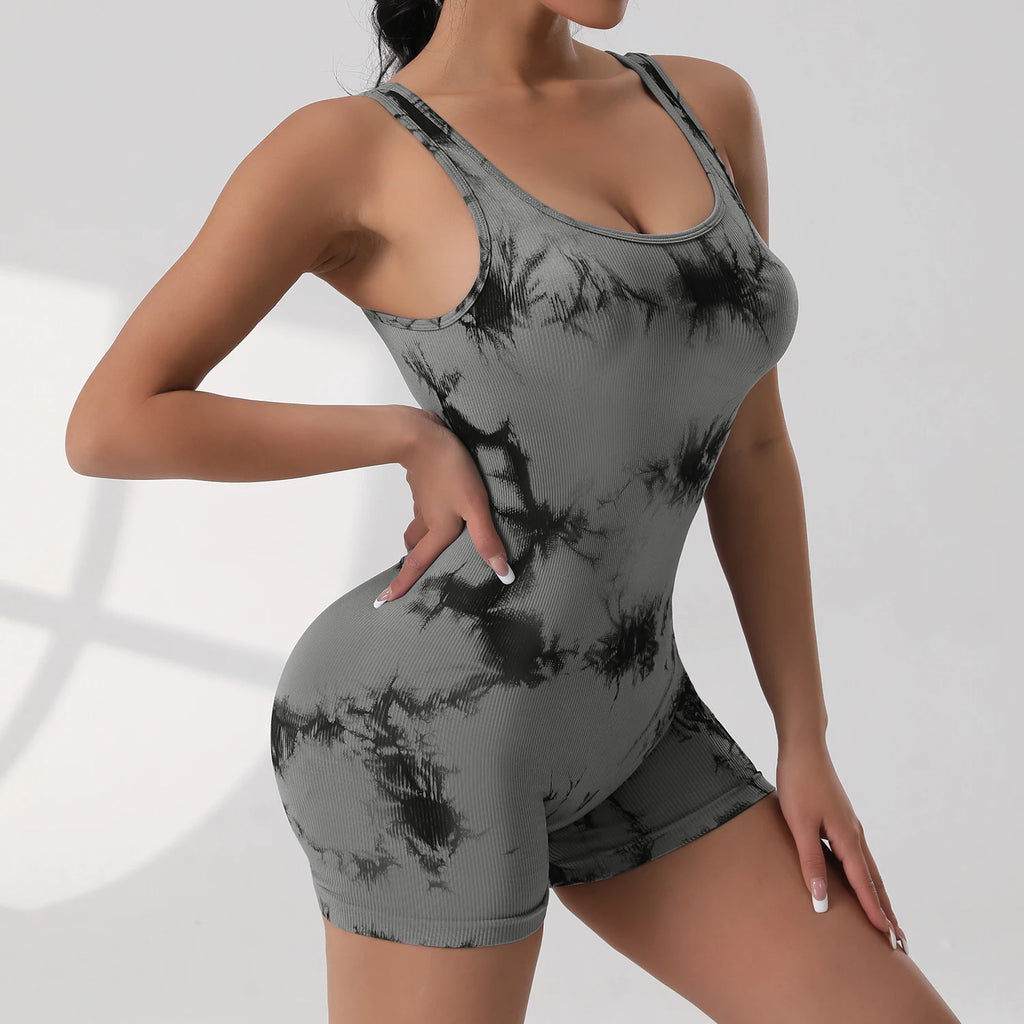 Veyra Active™ Hourglass V-Waist Jumpsuit | Sleek Open-Back Yoga Romper & Workout Bodysuit
