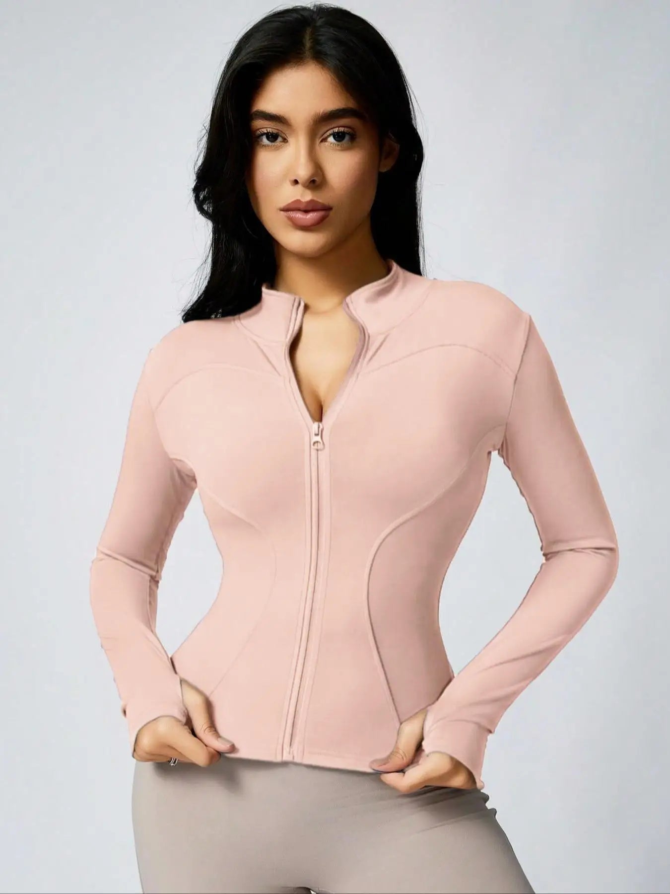 Veyra Active™ Hourglass Full-Zip Jacket | Slim-Fit Track Jacket & Workout Top with Thumbholes