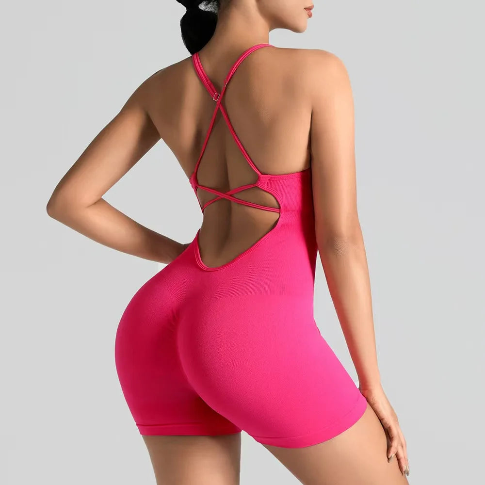 Veyra Active™ Women's Hourglass Seamless Bodysuit | Sexy Slim-Fit Yoga Shorts Jumpsuit