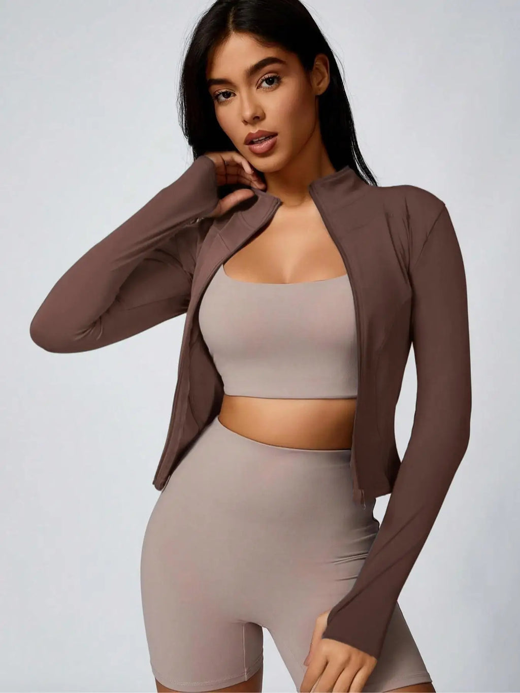 Veyra Active™ Hourglass Full-Zip Jacket | Slim-Fit Track Jacket & Workout Top with Thumbholes
