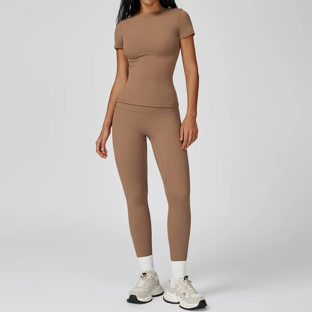 Veyra Active™ Women's SculptFlex 2-Piece Yoga Set | Long Sleeve Top, High-Waist Leggings & Shorts