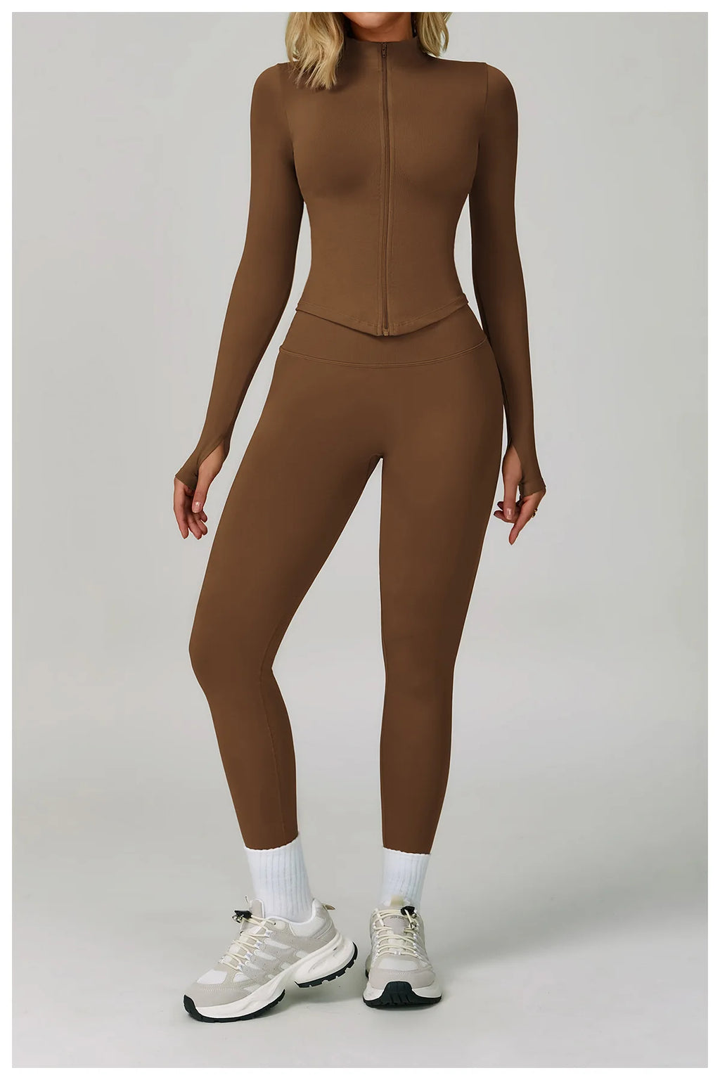 Veyra Active™ SculptFlex 3-Piece Yoga Set | Long Sleeve Crop Top, Sports Bra & High-Waist Leggings