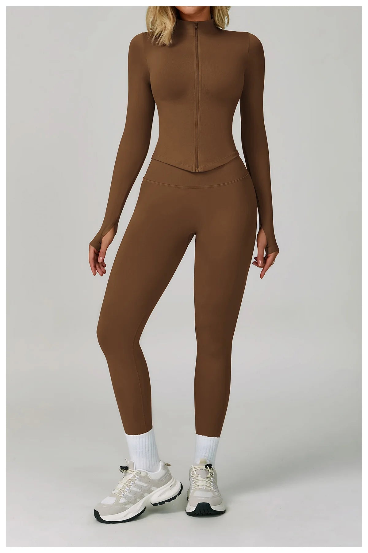 Veyra Active™ SculptFlex 3-Piece Yoga Set | Long Sleeve Crop Top, Sports Bra & High-Waist Leggings