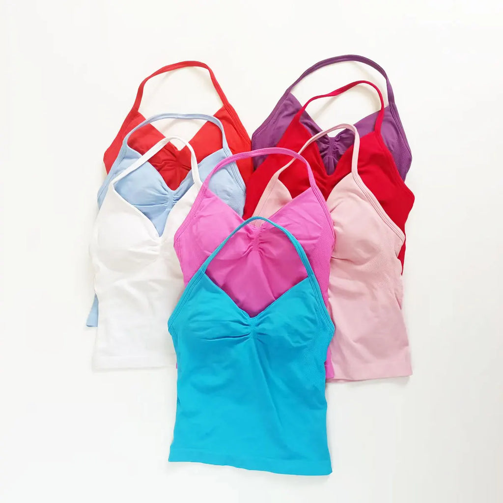 Veyra Active™ Impact Longline Halter Sports Bra | Anti-Chafe Open Back Yoga Crop Top