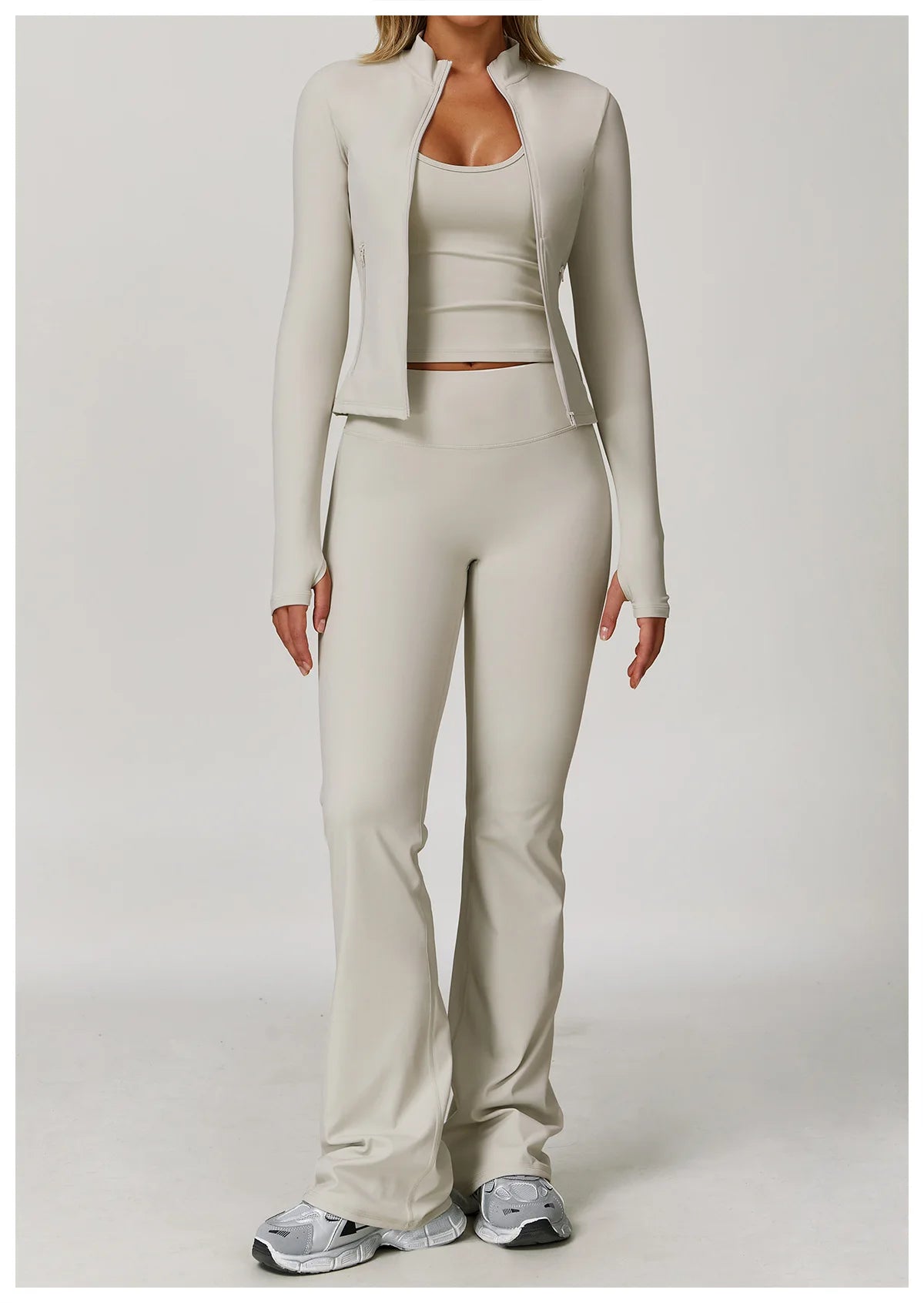Veyra Active™ Infinite 3-Piece Yoga Set | Long Sleeve Top, Sports Bra & High-Waisted Leggings