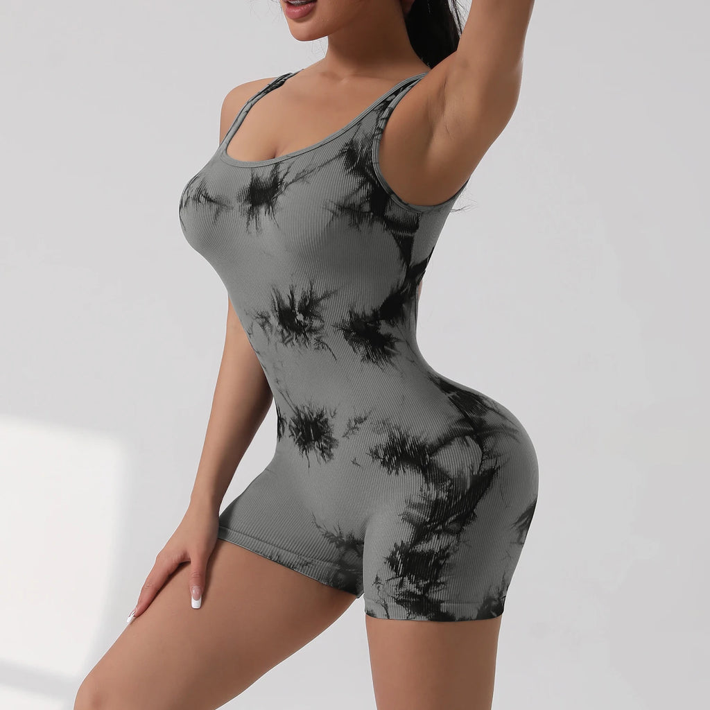 Veyra Active™ Hourglass V-Waist Jumpsuit | Sleek Open-Back Yoga Romper & Workout Bodysuit