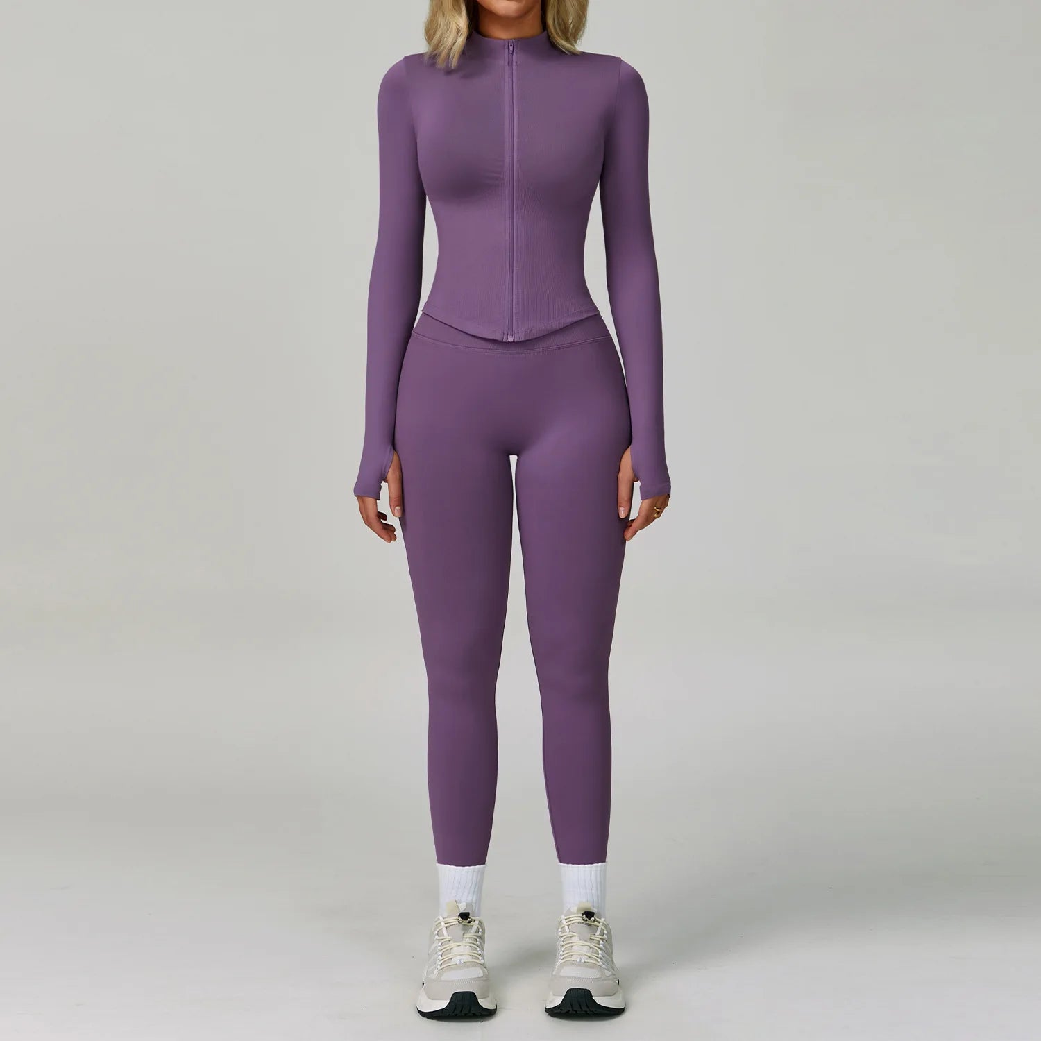 Veyra Active™ SculptFlex 3-Piece Yoga Set | Long Sleeve Crop Top, Sports Bra & High-Waist Leggings