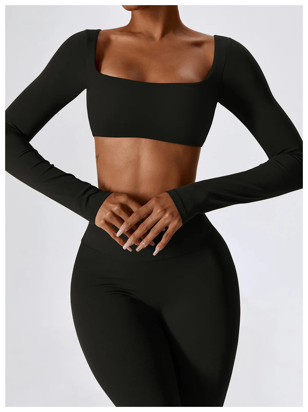 Veyra Active™ SculptFlex 2-Piece Yoga Set | Long Sleeve Crop Top & High-Waist Seamless Leggings