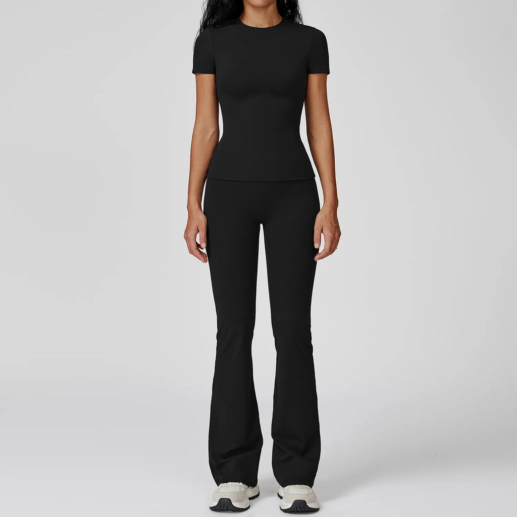 Veyra Active™ Women's SculptFlex 2-Piece Yoga Set | Long Sleeve Top, High-Waist Leggings & Shorts