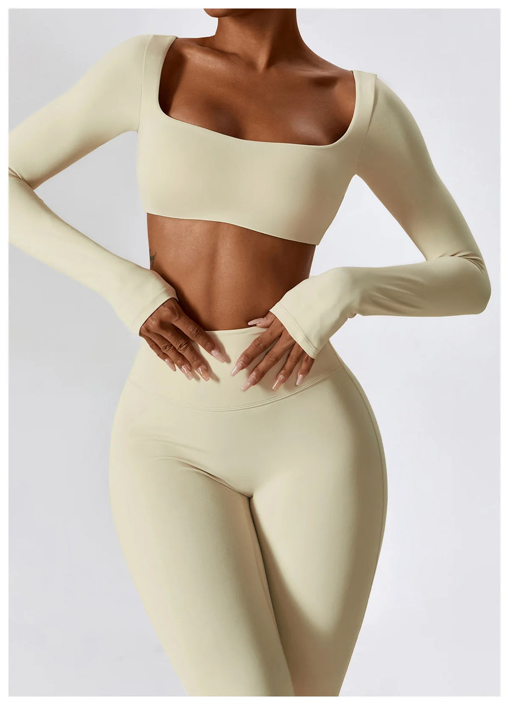 Veyra Active™ SculptFlex 2-Piece Yoga Set | Long Sleeve Crop Top & High-Waist Seamless Leggings