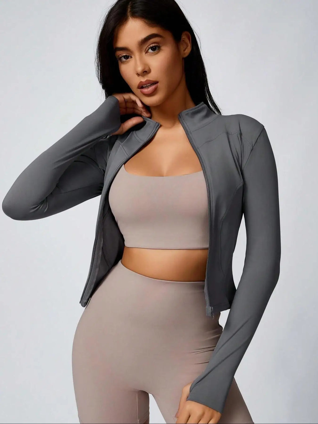 Veyra Active™ Hourglass Full-Zip Jacket | Slim-Fit Track Jacket & Workout Top with Thumbholes