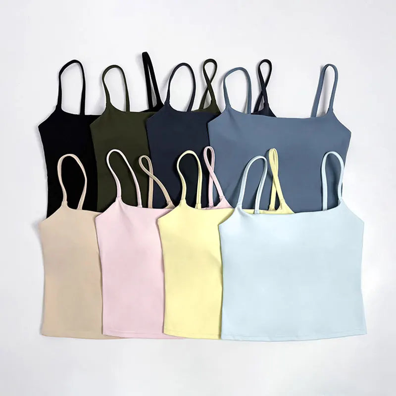 Veyra Active™ Sculpt Square-Neck Tank Top | Built-In Bra Yoga Vest & Workout Crop Top