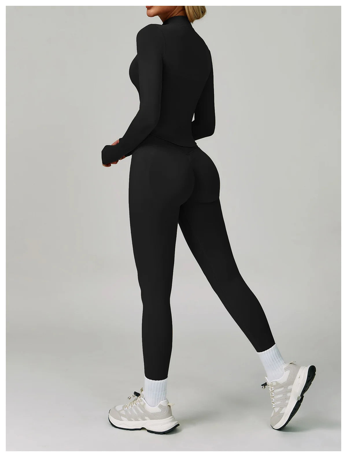 Veyra Active™ SculptFlex 3-Piece Yoga Set | Long Sleeve Crop Top, Sports Bra & High-Waist Leggings