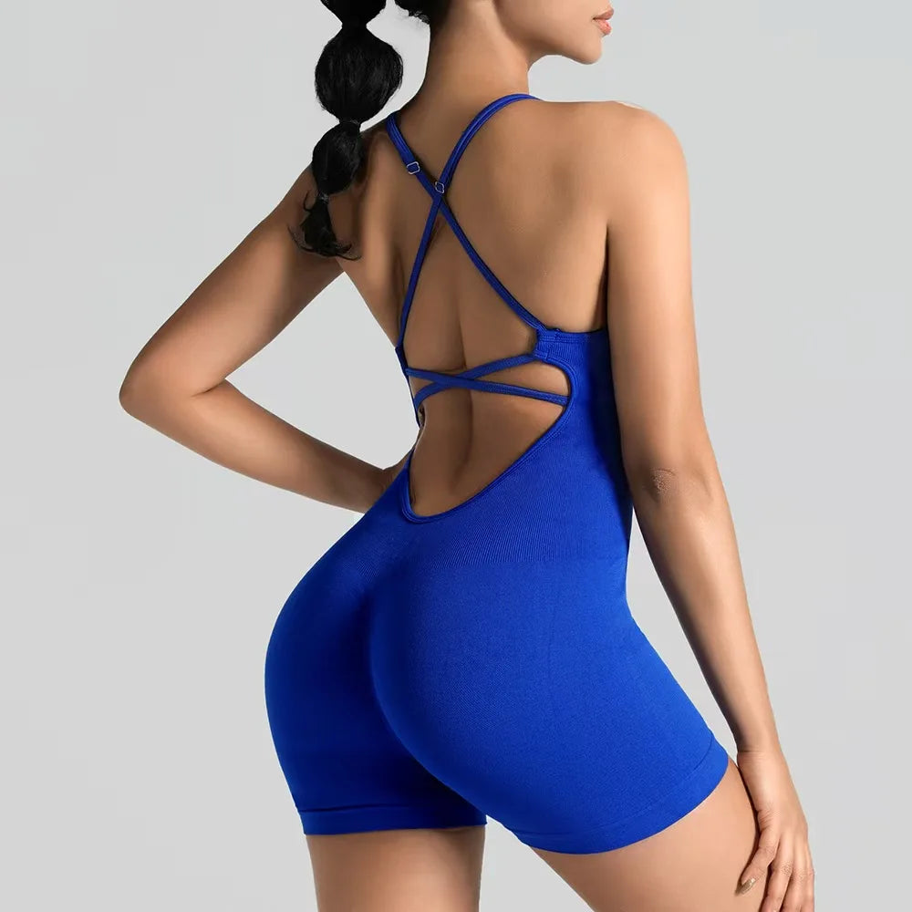 Veyra Active™ Women's Hourglass Seamless Bodysuit | Sexy Slim-Fit Yoga Shorts Jumpsuit
