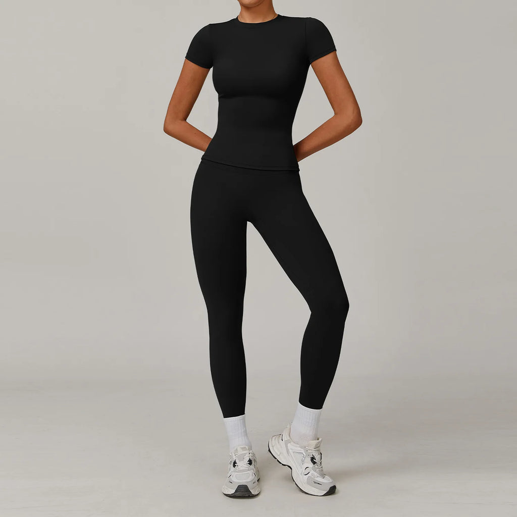 Veyra Active™ Women's SculptFlex 2-Piece Yoga Set | Long Sleeve Top, High-Waist Leggings & Shorts