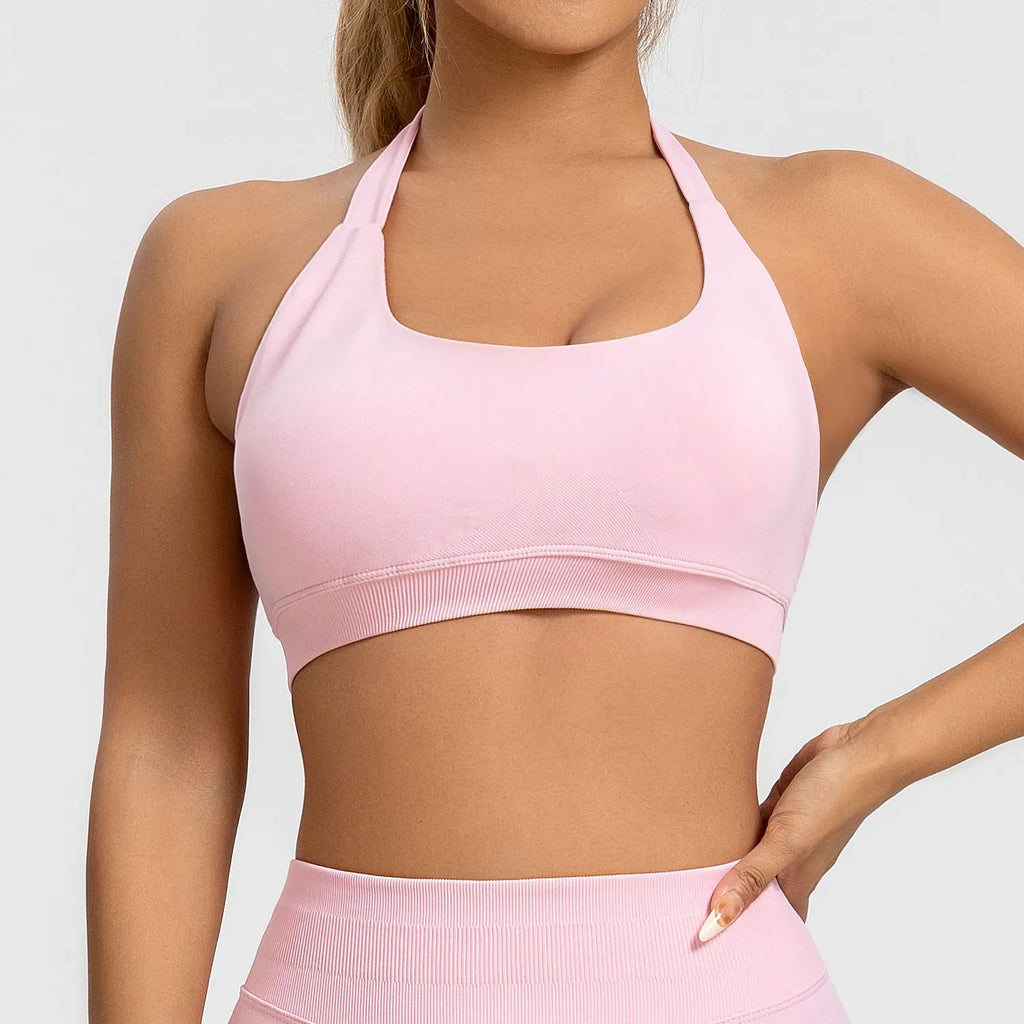 Veyra Active™ Impact Seamless Halter Sports Bra | High-Support Push-Up Gym & Yoga Crop Top