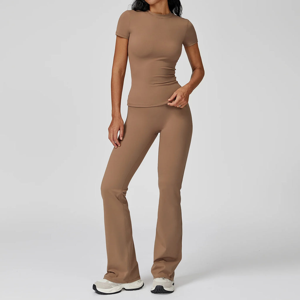 Veyra Active™ Women's SculptFlex 2-Piece Yoga Set | Long Sleeve Top, High-Waist Leggings & Shorts