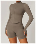 Veyra Active™ Luxe Cropped Zipper Jacket | Slim-Fit Long-Sleeve Yoga & Running Top