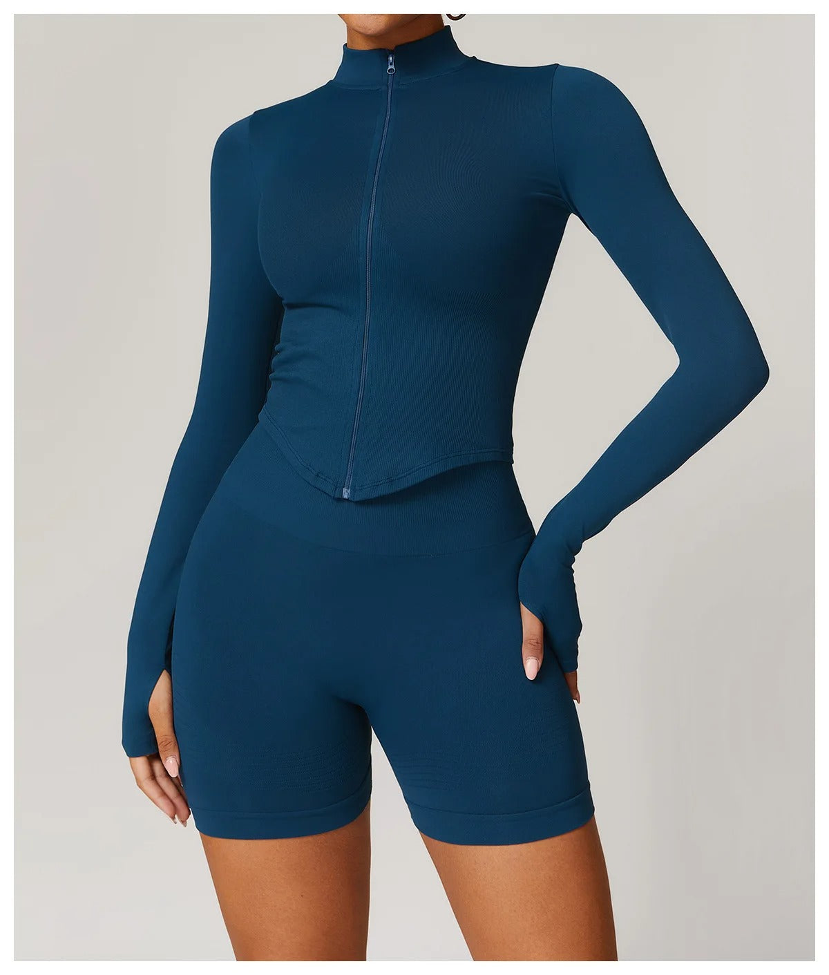 Veyra Active™ Luxe Cropped Zipper Jacket | Slim-Fit Long-Sleeve Yoga & Running Top