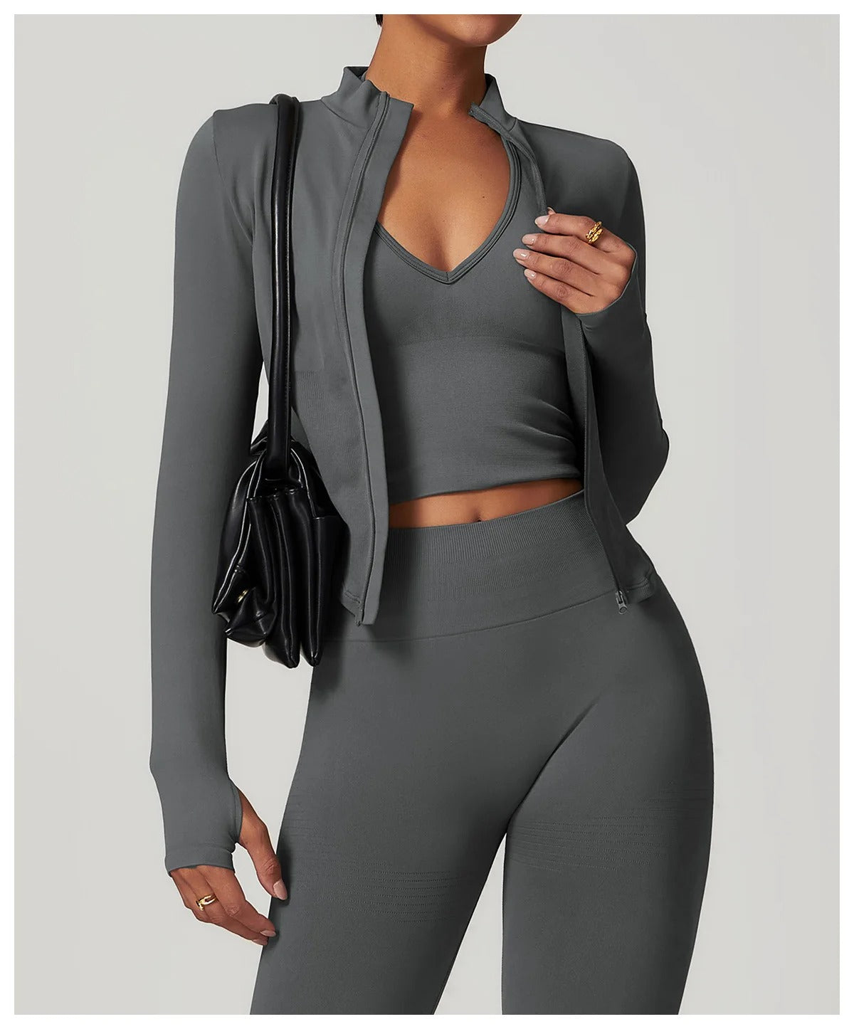 Veyra Active™ Luxe Cropped Zipper Jacket | Slim-Fit Long-Sleeve Yoga & Running Top