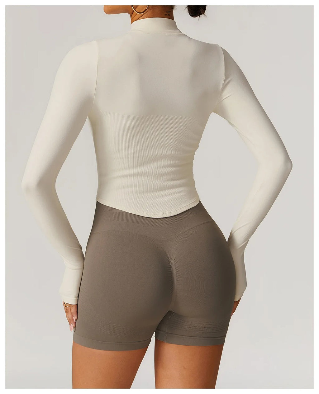 Veyra Active™ Luxe Cropped Zipper Jacket | Slim-Fit Long-Sleeve Yoga & Running Top