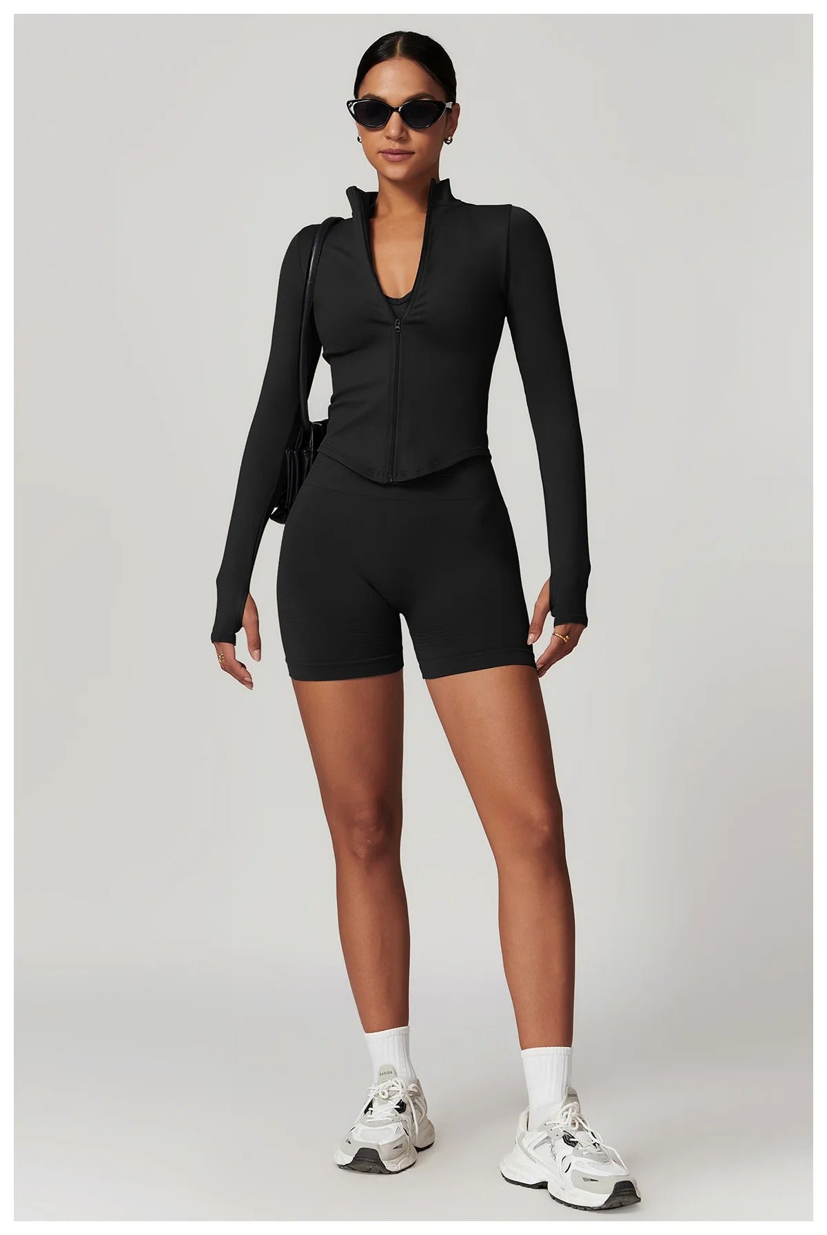 Veyra Active™ Luxe Cropped Zipper Jacket | Slim-Fit Long-Sleeve Yoga & Running Top