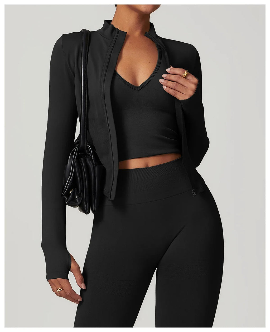 Veyra Active™ Luxe Cropped Zipper Jacket | Slim-Fit Long-Sleeve Yoga & Running Top