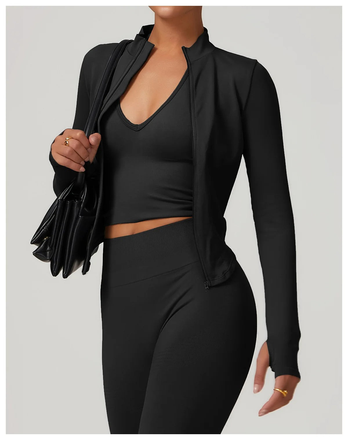 Veyra Active™ Luxe Cropped Zipper Jacket | Slim-Fit Long-Sleeve Yoga & Running Top